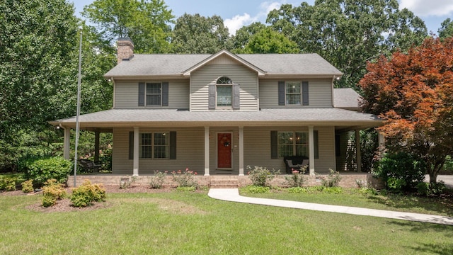 830 Motlow College Rd, Normandy, TN 37360 - farmhouse with a chimney, a porch, a front lawn, and a shingled roof
