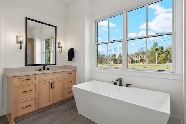105 Stillwind Ct, Nolensville, TN 37135 - bathroom with a freestanding bath, a healthy amount of sunlight, and vanity