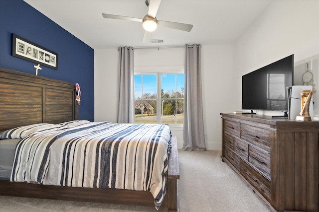 105 Stillwind Ct, Nolensville, TN 37135 - bedroom featuring visible vents, baseboards, a ceiling fan, and light carpet