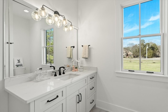 105 Stillwind Ct, Nolensville, TN 37135 - bathroom with plenty of natural light, vanity, baseboards, and toilet