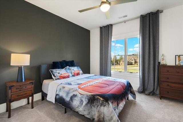 105 Stillwind Ct, Nolensville, TN 37135 - bedroom featuring visible vents, a ceiling fan, and light carpet