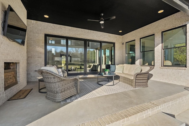 105 Stillwind Ct, Nolensville, TN 37135 - view of patio / terrace with ceiling fan and an outdoor hangout area