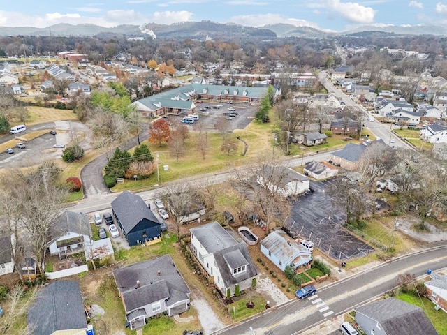 bird's eye view featuring a residential view and a mountain view