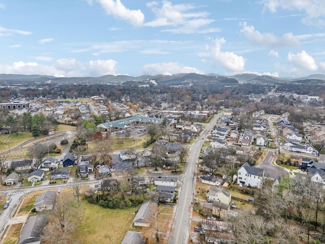 aerial view featuring a residential view and a mountain view