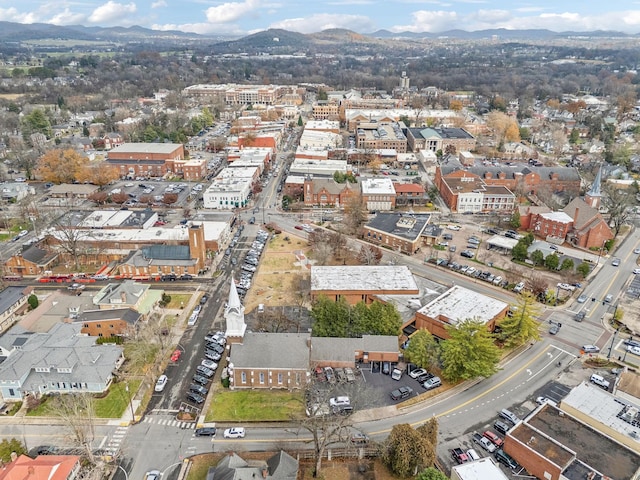 aerial view with a mountain view