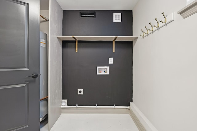 laundry area with washer hookup, laundry area, visible vents, and electric dryer hookup