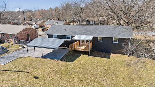 birds eye view of property with a residential view