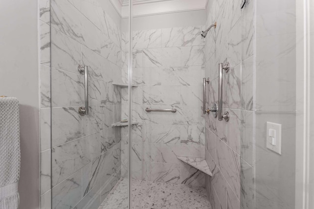 bathroom featuring a shower stall