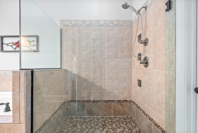 bathroom featuring a shower stall