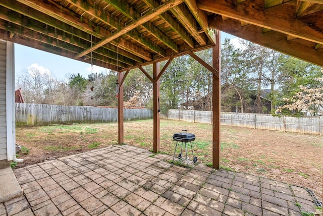 view of patio featuring a fenced backyard