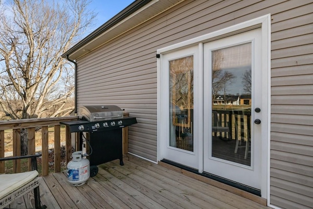 wooden terrace with grilling area