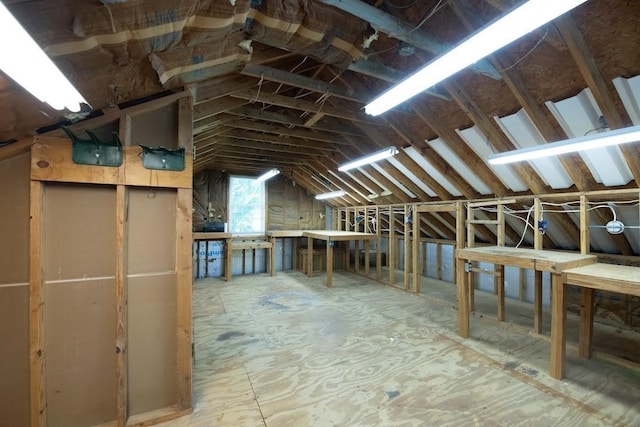 view of unfinished attic