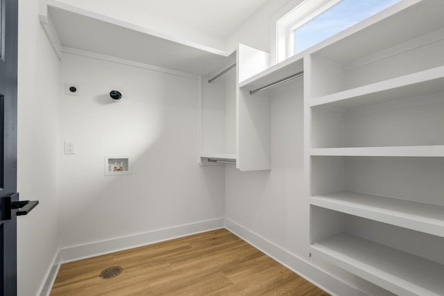 walk in closet featuring light wood-style floors