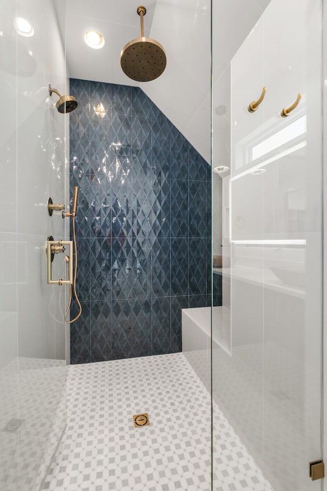 full bathroom featuring a walk in shower