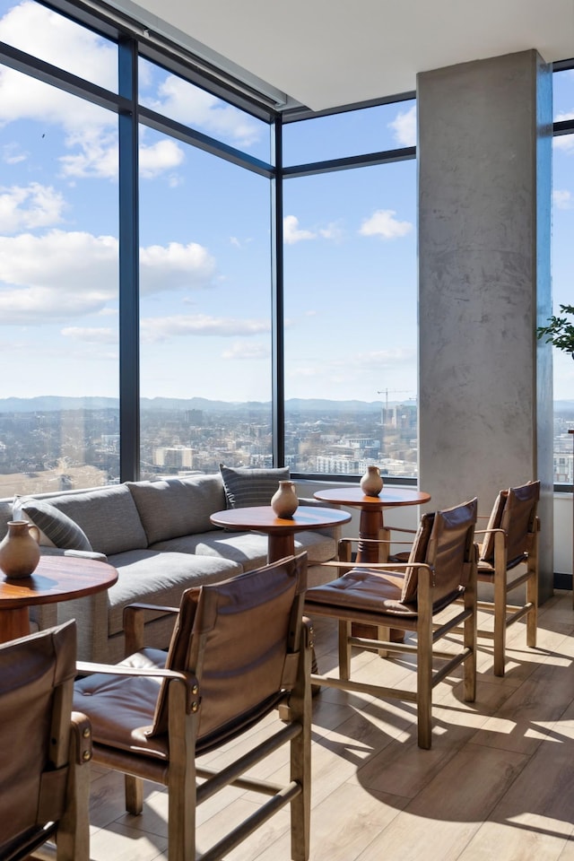 sunroom with a view of city