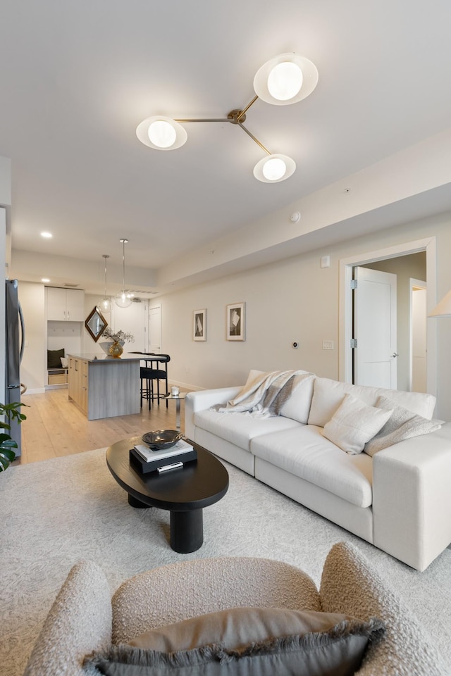 living room with light wood-style flooring