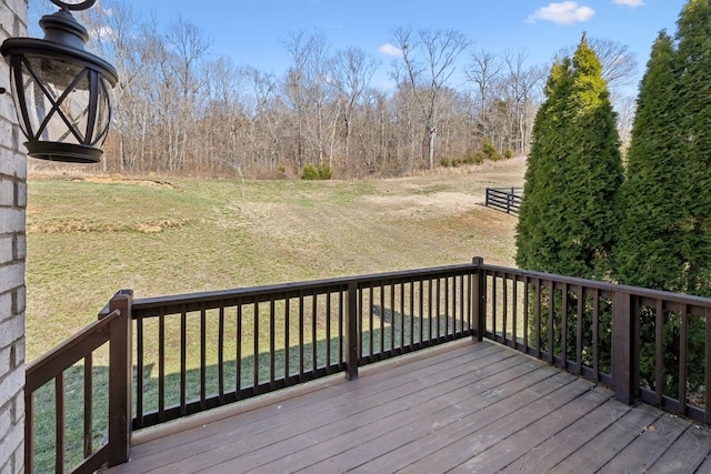 wooden terrace with a yard