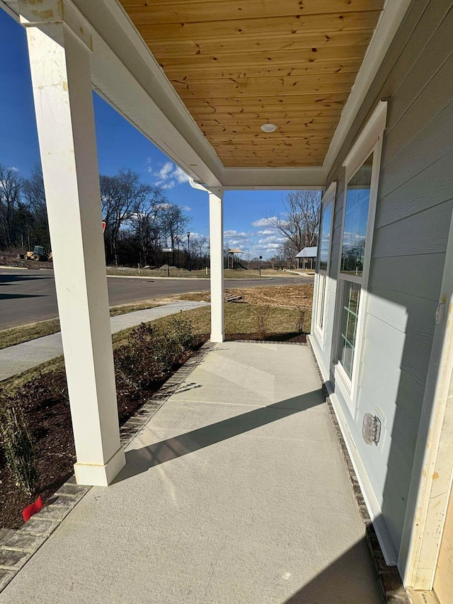 view of patio featuring a porch