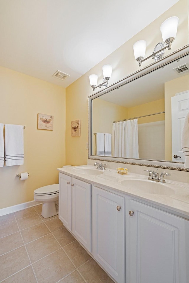 full bath with visible vents, a sink, and tile patterned floors