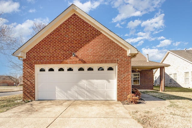 view of front of home with driveway, an attached garage, roof with shingles, and brick siding