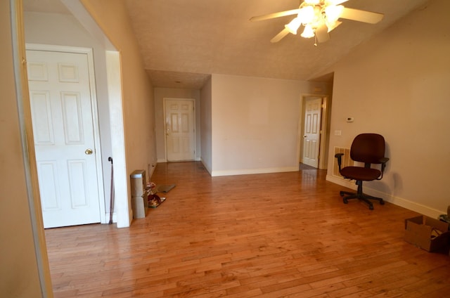 798 Buffalo Valley Rd, Cookeville, TN 38501 - interior space with light wood-style floors, vaulted ceiling, ceiling fan, and baseboards