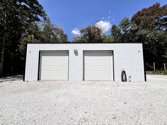 view of detached garage