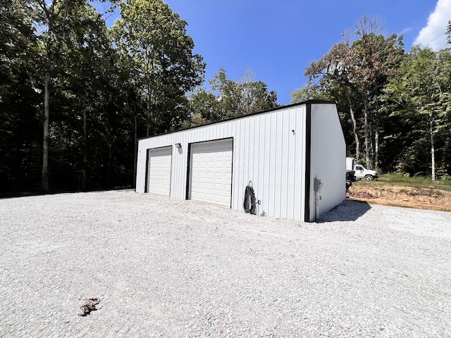 view of detached garage