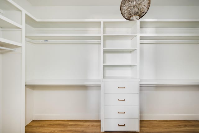 walk in closet featuring wood finished floors