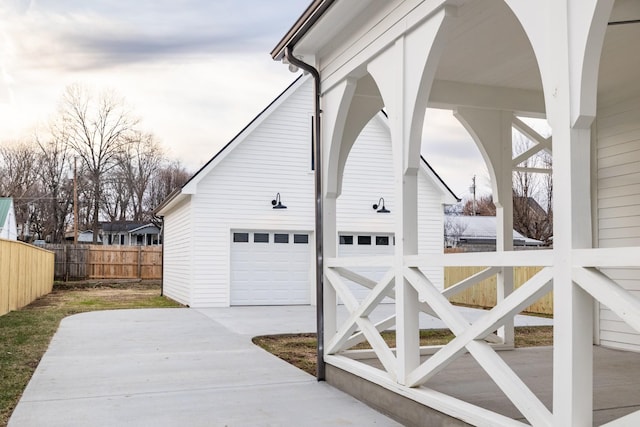 garage featuring fence