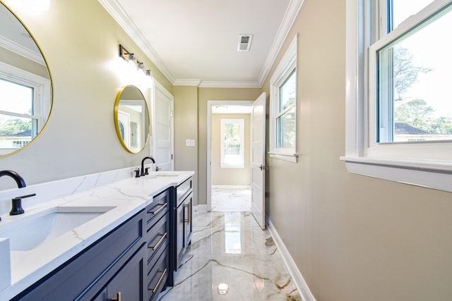 3635 Old Williamsport Rd, Williamsport, TN 38487 - bathroom with marble finish floor, baseboards, visible vents, and a sink