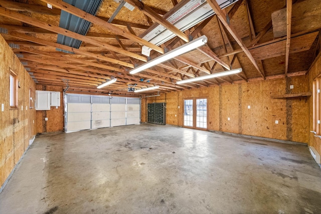 garage featuring french doors