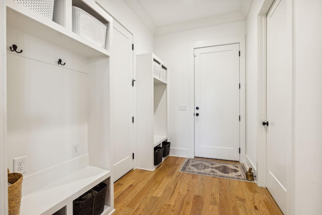 mudroom with light wood-type flooring