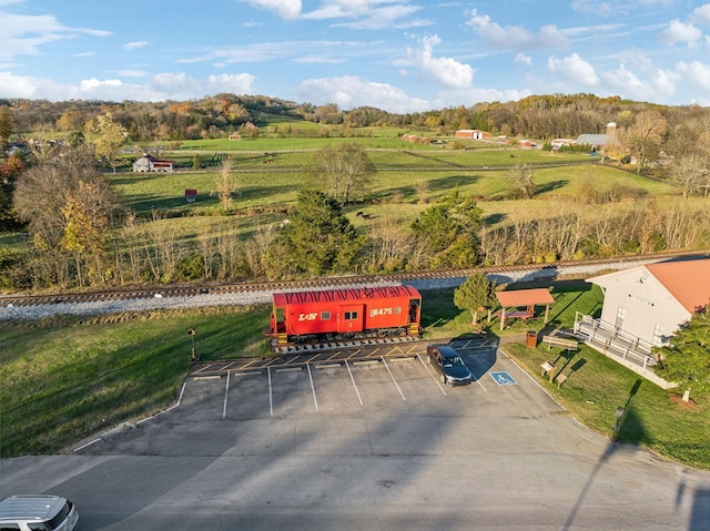 drone / aerial view featuring a rural view