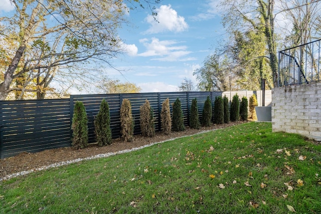 view of yard featuring a fenced backyard