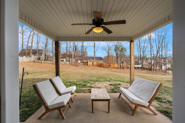 view of patio with a ceiling fan