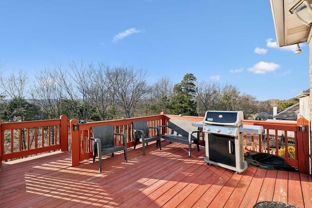 deck featuring grilling area