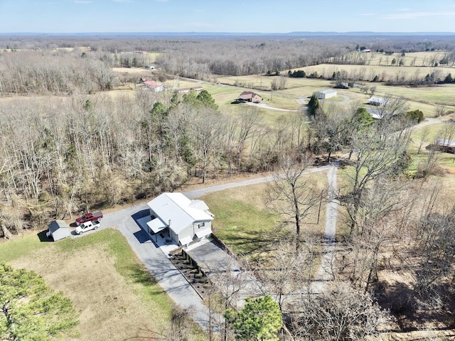 bird's eye view with a rural view