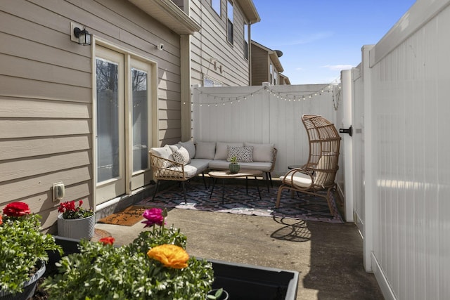 view of patio featuring an outdoor living space