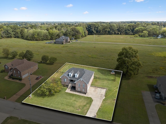 aerial view with a rural view and a forest view