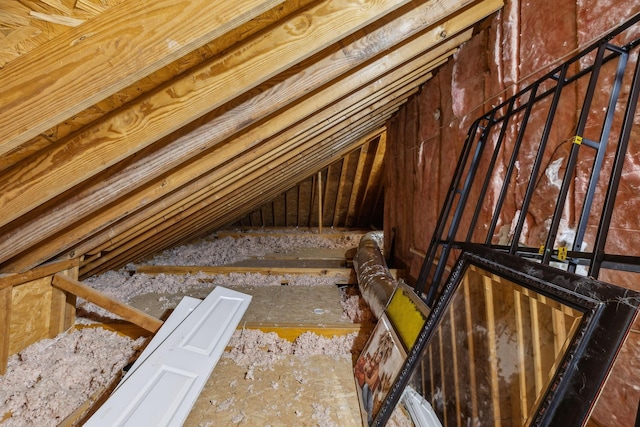 view of unfinished attic