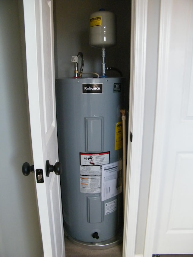 utility room with water heater