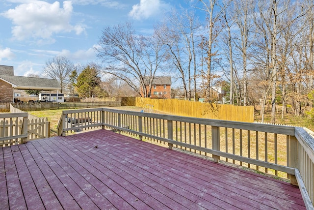 deck featuring a fenced backyard