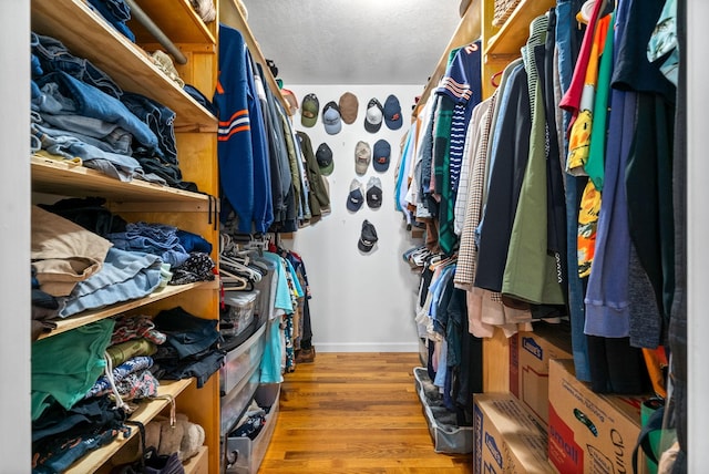 spacious closet featuring wood finished floors