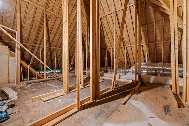 view of unfinished attic