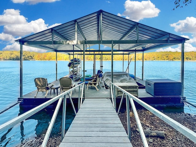 dock area featuring a water view