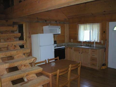 kitchen featuring wooden walls, white appliances, wood finished floors, a sink, and vaulted ceiling