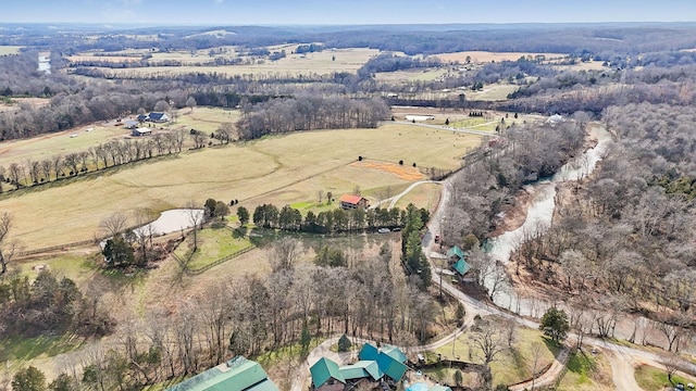 aerial view featuring a rural view