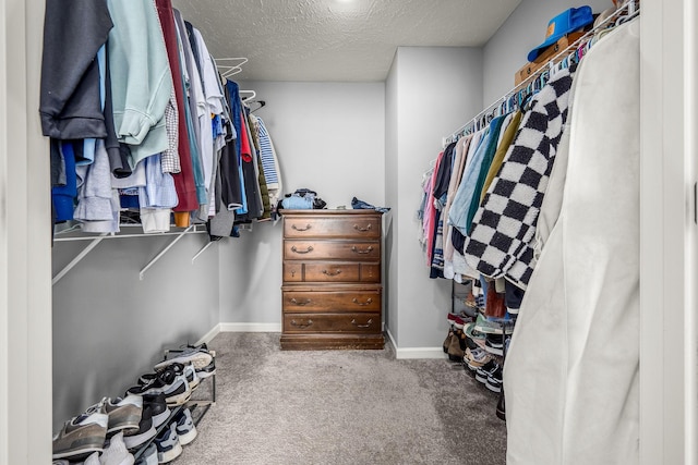 walk in closet featuring carpet