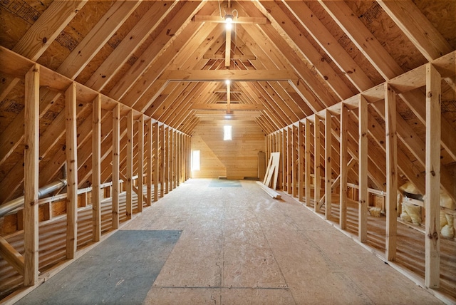 view of unfinished attic