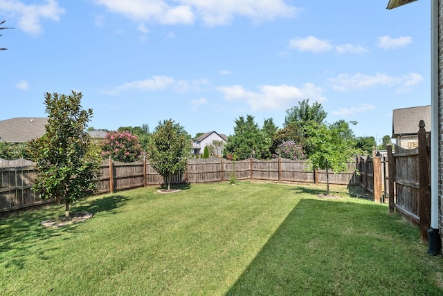 view of yard with a fenced backyard